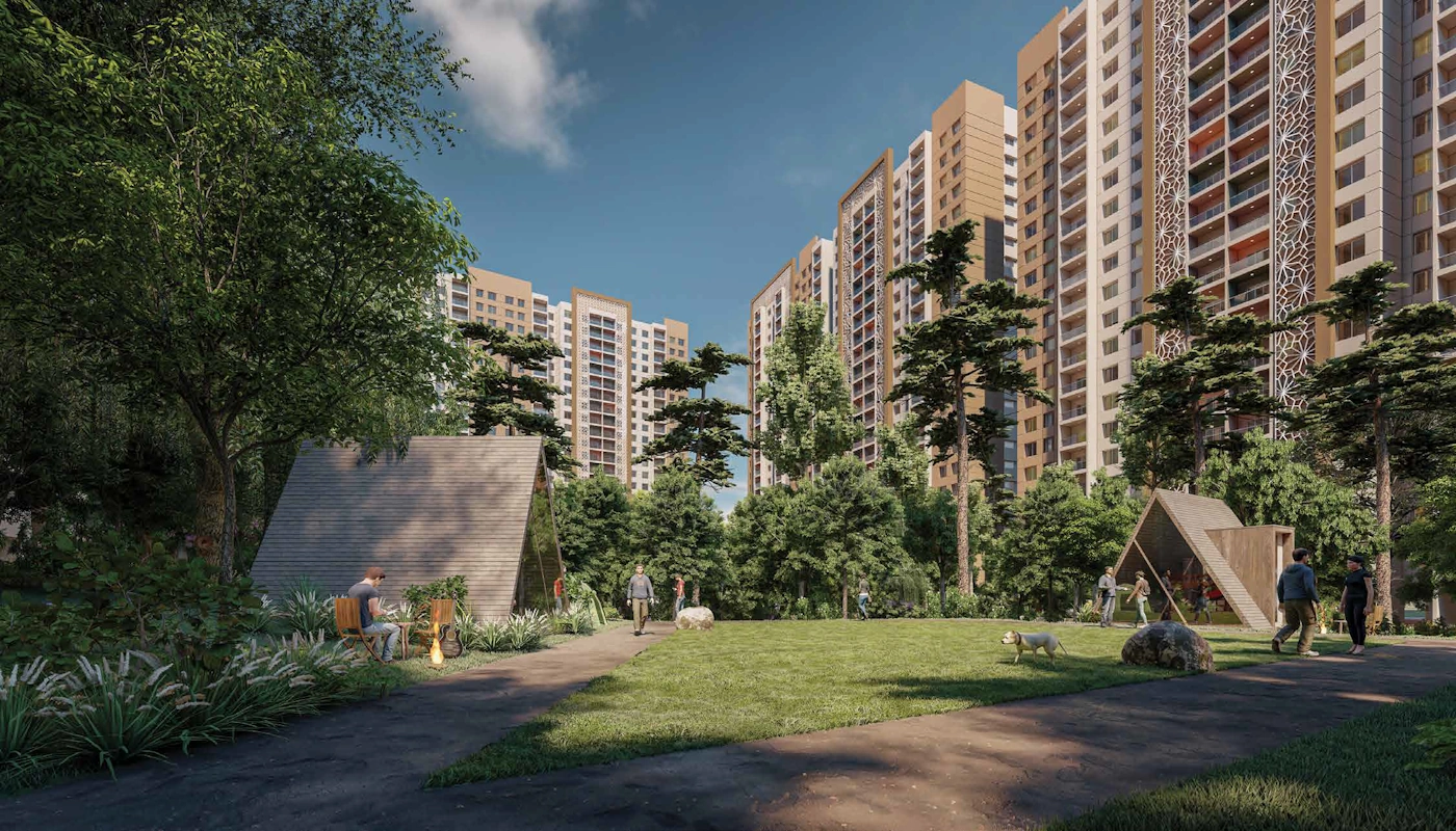 Kohinoor Kaleido Phase 2 - residential towers and landscaped greens, Kharadi, Pune (view 2)