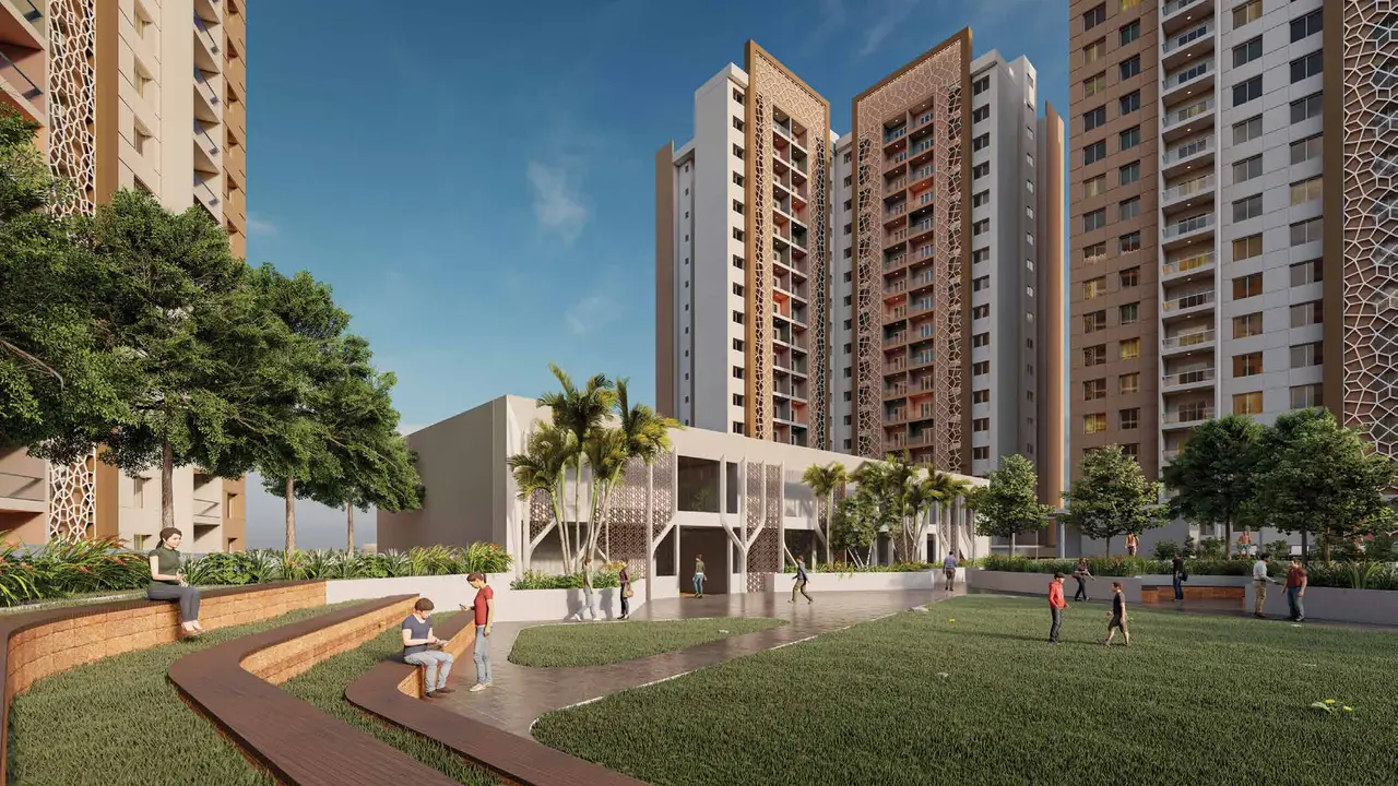 Kohinoor Kaleido - clubhouse and lawn (artistic impression)